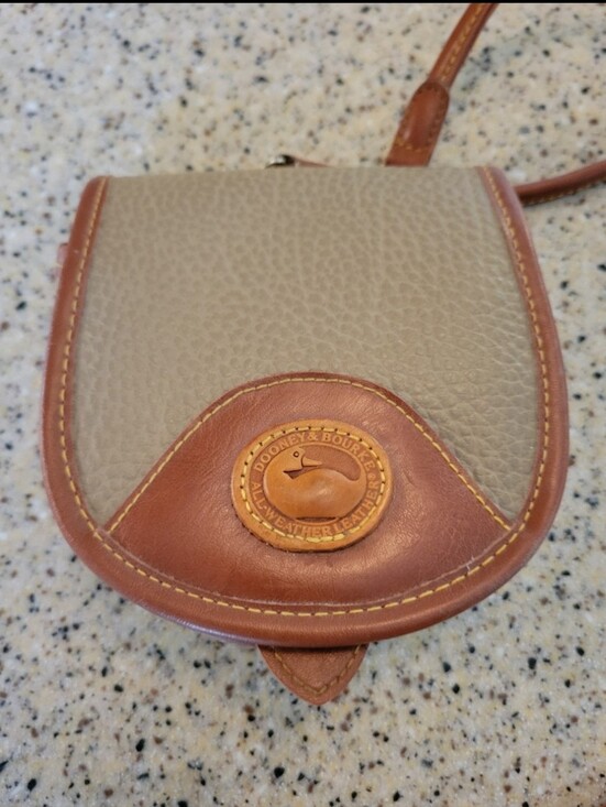 Dooney & Bourke Handbags - Dooney & Bourke Small Beige and Tan AWL Genuine Leather Crossbody And Belt Bag